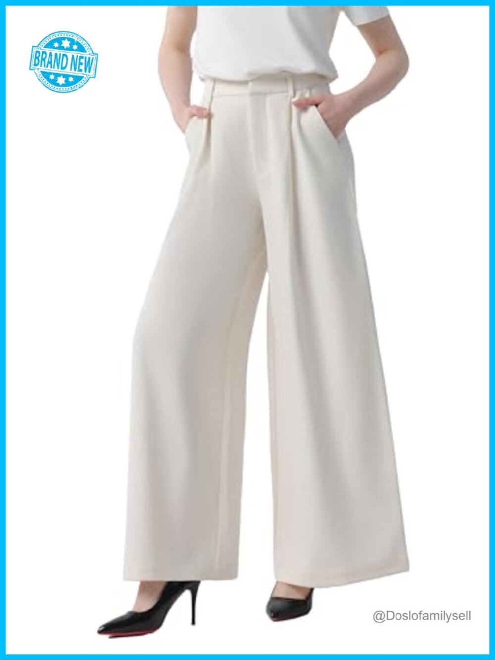 High Waist Wide Leg Palazzo Business Casual Pants Pleated Loose Fit